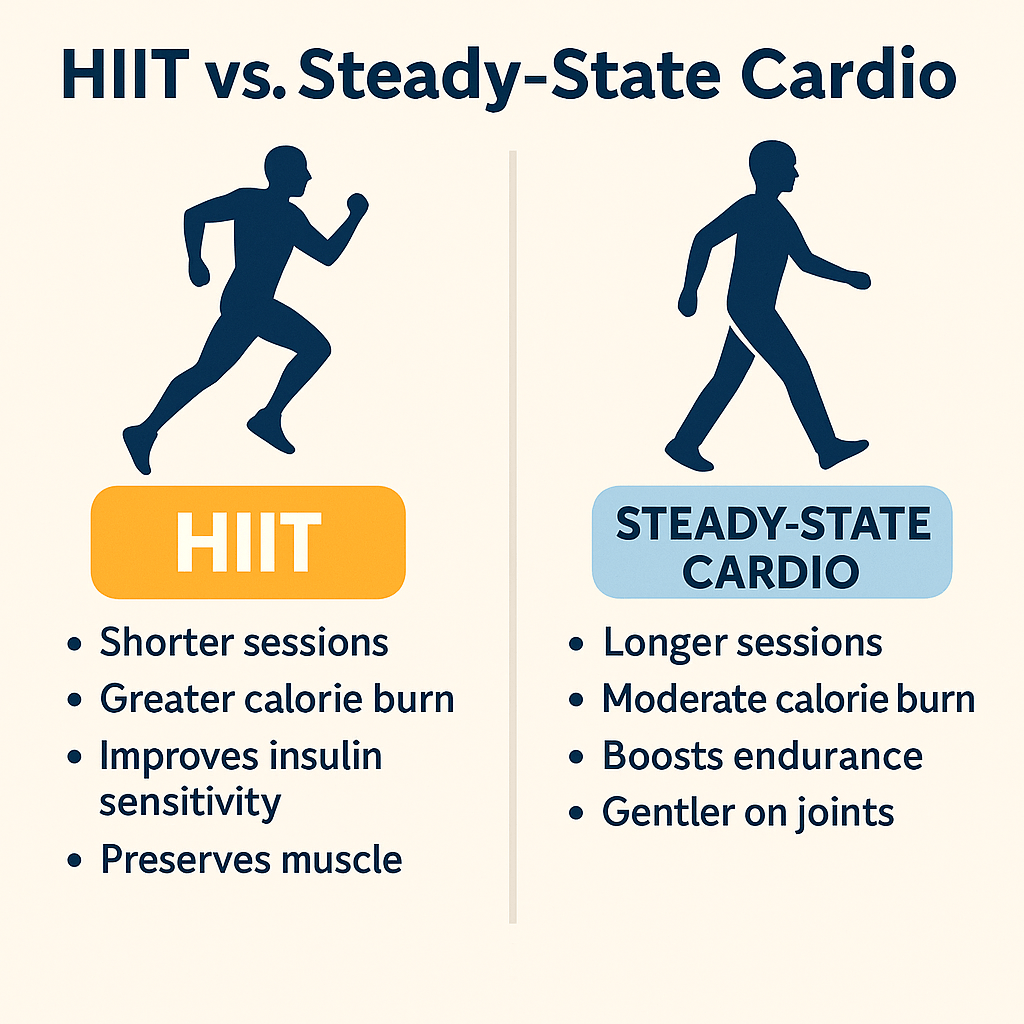 Comparison of HIIT and steady-state cardio benefits