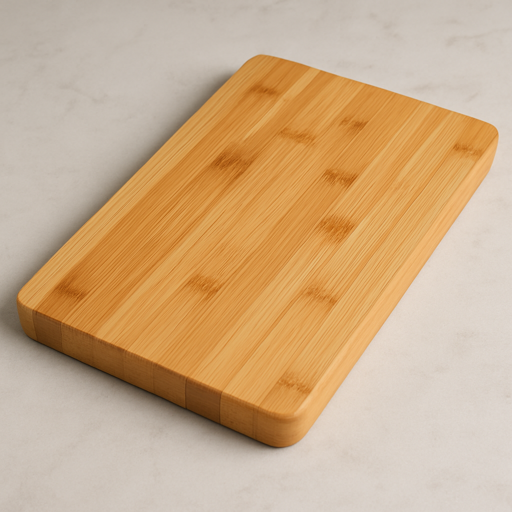 a bamboo cutting board.